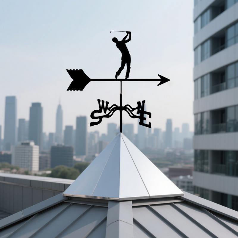 Weather Vanes For Yard Weather-Resistant Wind Vane Golf Design Rust-Proof Metal Direction Indicator Windmill Roof Mount For