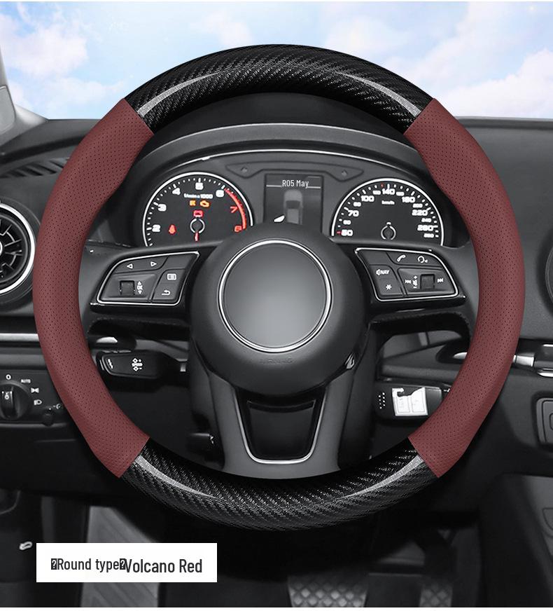 Genuine Leather Steering Wheel Cover for Qoros 3, 3 SUV, and 5 SUV - Four Seasons Universal Fit