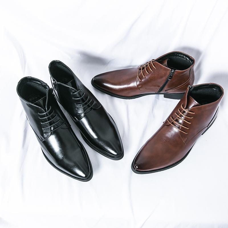 Herren Motorradstiefel Kleider Halbstiefel Leder Stiefeletten Smoking Hochzeit Blazer Reitschuhe Übergröße