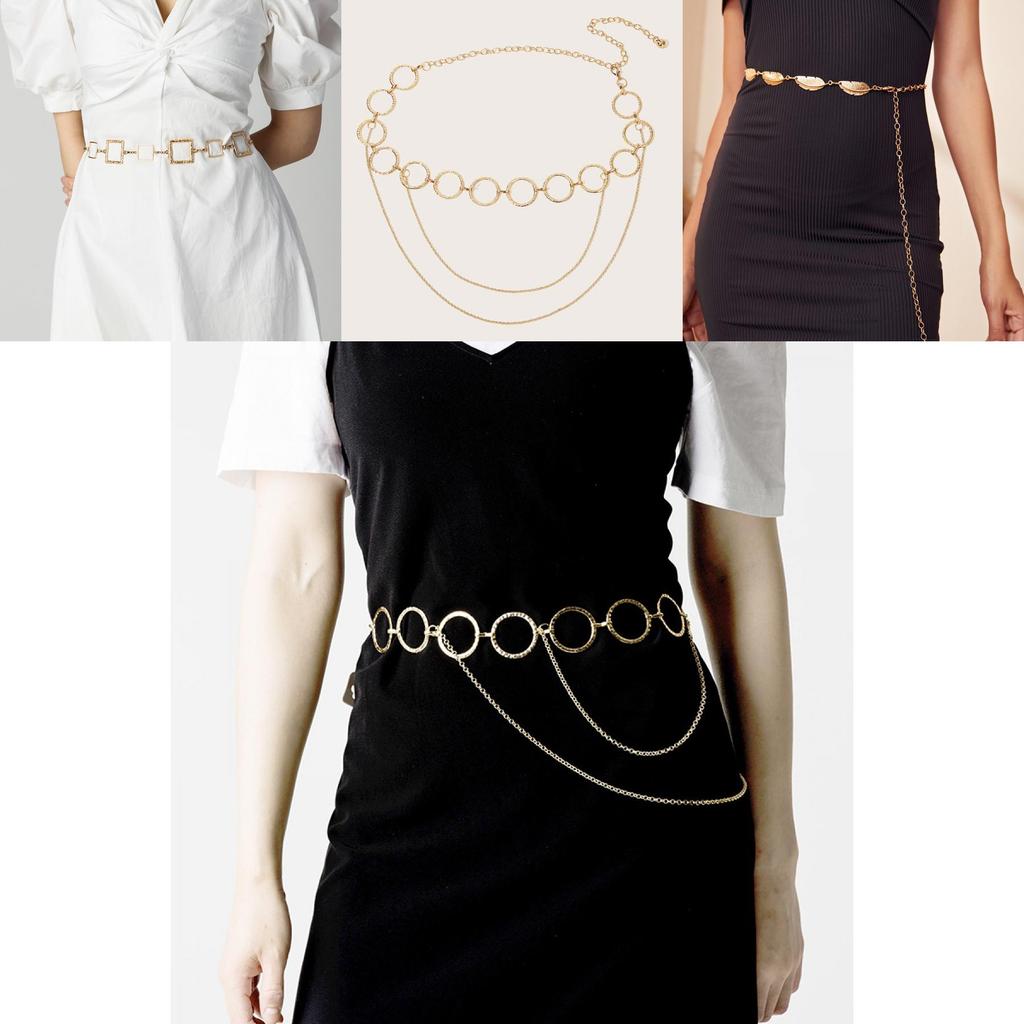 Minimalist Womens Metal Waist Chain With Geometric Oval Elements For Daily Style