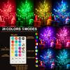 RGB LED Mini Christmas Tree with Remote, Color-Changing Tabletop Xmas Tree, 28ft Pre-lit Artificial Tree with Hanging Ornaments
