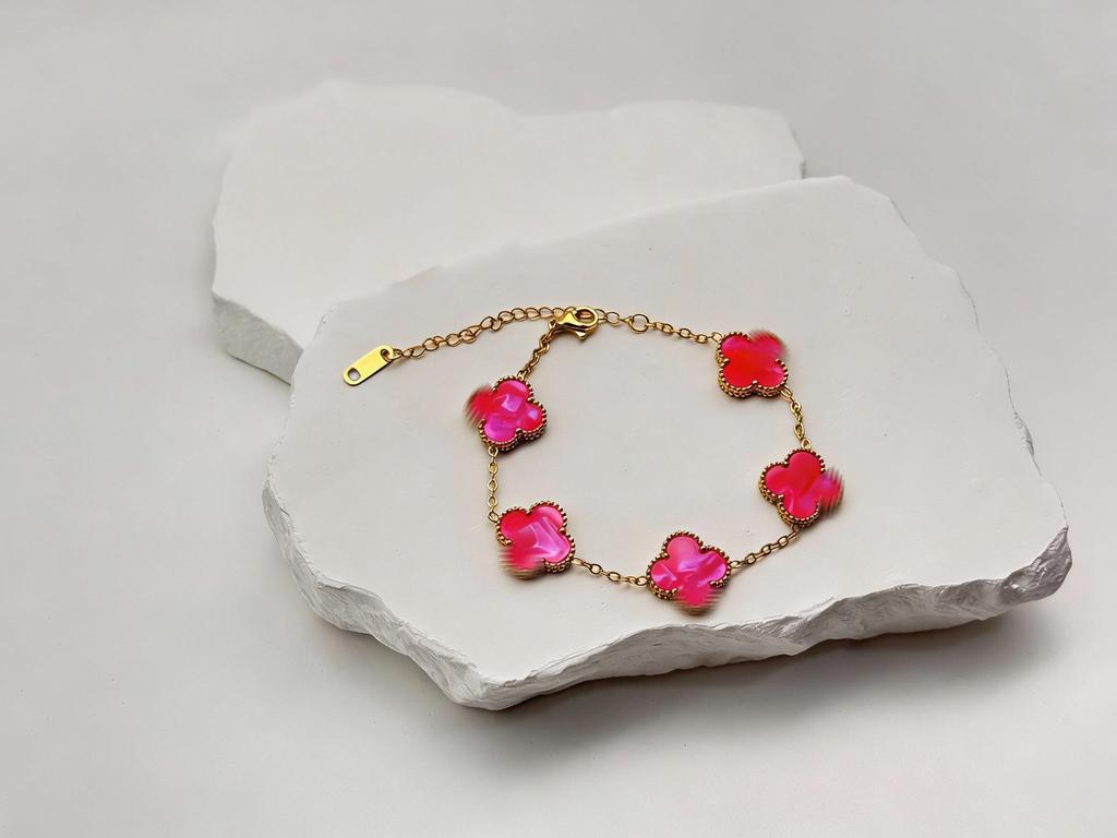 Pulsera de trébol de cuatro hojas de 15 mm - Joyería clásica de cinco flores, oro de 18k, no se decolora.