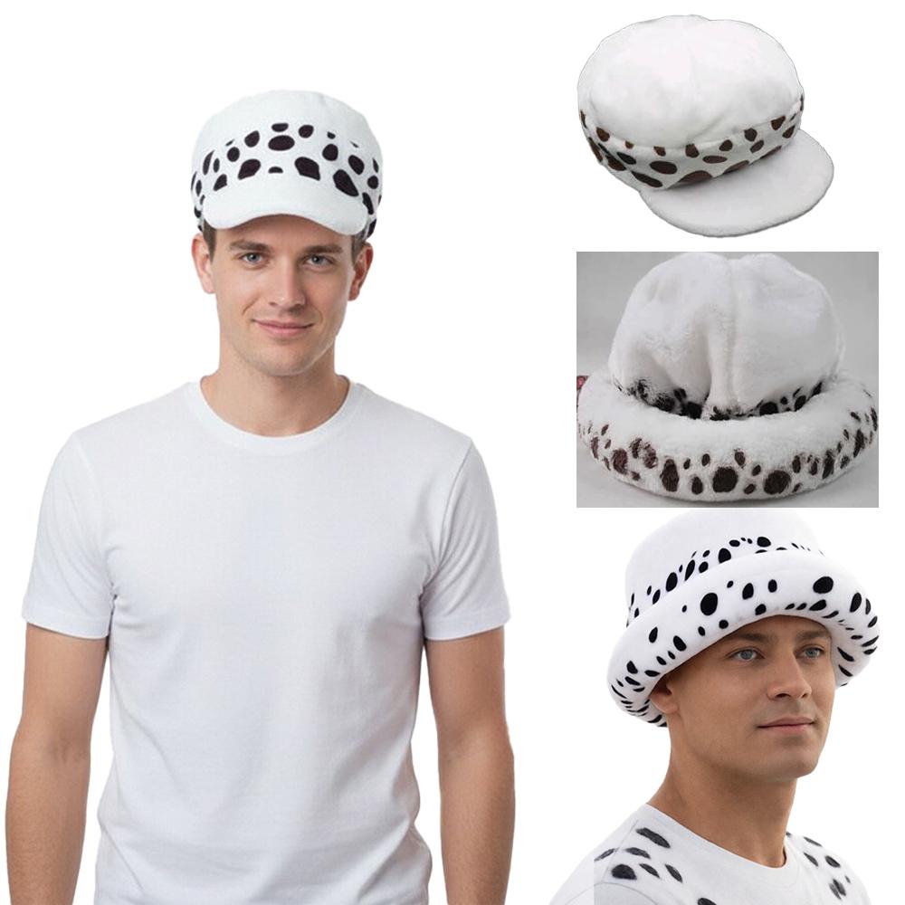 Anime Cosplay Hat White Plush Hat With Black Spots For Halloween Cosplay Classic Japanese Anime Character Costume Headpieces