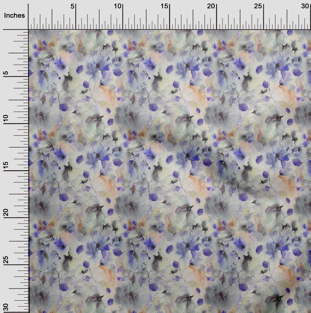 oneOone Bumbac Flex țesătură albastră medie țesătură abstractă acuarelă florală pentru cusut țesături artizanale imprimate la oarde 40 inch