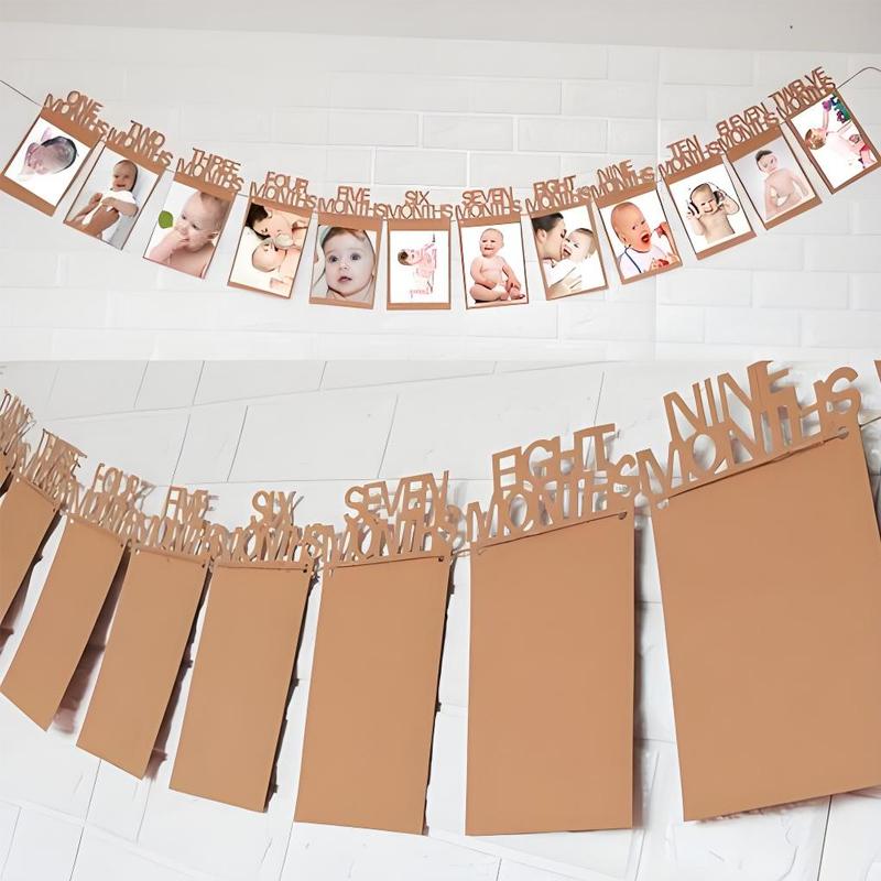 Infant Souvenirs One Year 12 Months Po Banner Baby Boy Girl 1 Year Birthday Party Decoration Garlands Newborn Pography
