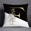 Golden Lace Letter Series Pattern Decorative Pillowcase, Square Home Office Decoration (45Cm * 45Cm)
