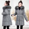 Big fur collar down cotton-padded clothes for women's winter new small cotton-padded coat, waist and thin medium and long cotton-padded jacket