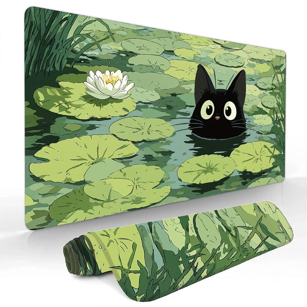 Anime Cat and Koi Fish Mouse Pad Desk Mat Large Computer Office Carpet xxl mousepad Gamer gaming pc accessories Keyboard Rug