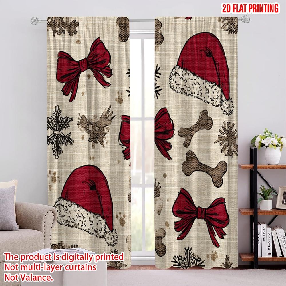 

2pcs,2D plane printing Curtains Roller Blinds Santa Hat & Scarf Versatile Fabric (without rod) Art Deco Festive Use for Living 52.50 × 116.00 cm 2 pcs