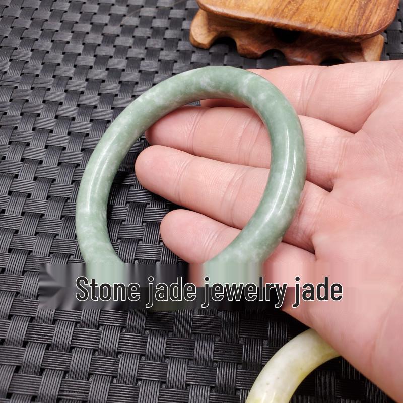 Emerald Green Jade & Aragonite Round Bar Bracelet