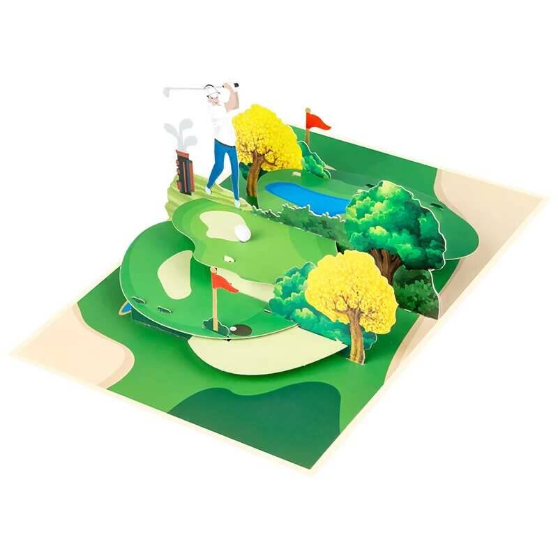 Pop Up Creative 3D Greeting Card Sports Golf Handmade Gift Paper Carving Gifts Thank You Cards For Business