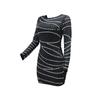 Women's Sexy Round Neck Long Sleeve Hot Drill Bag Hip Party Dress Fashion Halter Short Dress