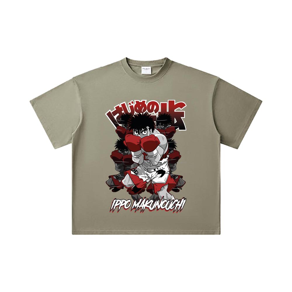 260 GSM Double Yarn 32 Count 100% Cotton Hajime no Ippo V11 Ippo Print Unisex Heavy Cotton T Shirt