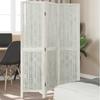 Vidaxl Room Divider, 3-Panel, White, Solid Paulownia Wood