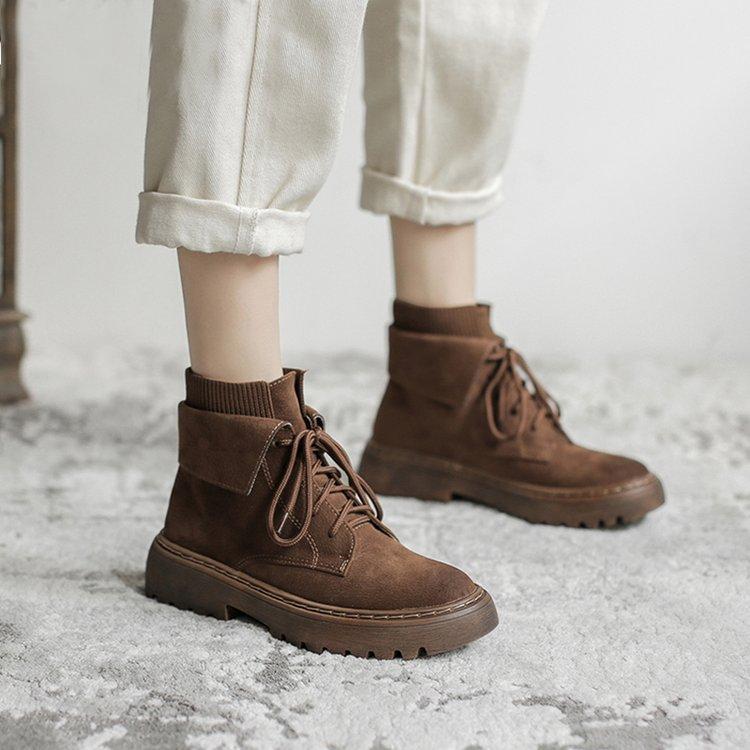 

British style retro brown Martin boots women s 2025 new British platform short boots frosted single boots autumn and winter tooling boots 40