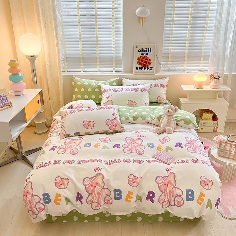 

Комплект из четырех предметов летнего постельного белья из чистого хлопка, пододеяльник, простыня, комплект из трех пододеяльников для одноместных и двухместных студенческих общежитий. 1.2m bed sheet model-3PCS