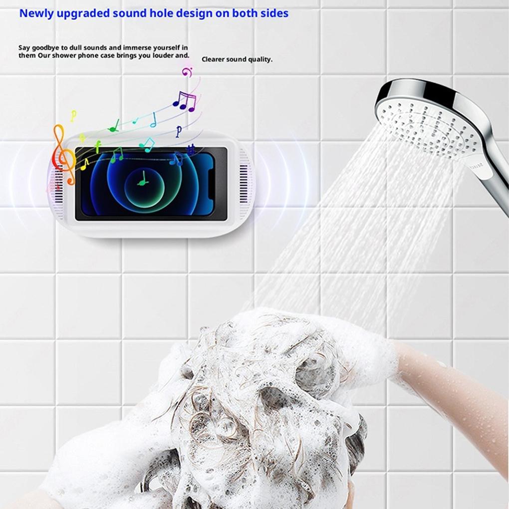 Waterproof Shower Holder Adjustable Rating Phone Waterproof Waterproof Phone Dual Sound Holes Phone Holder Anti-Fog