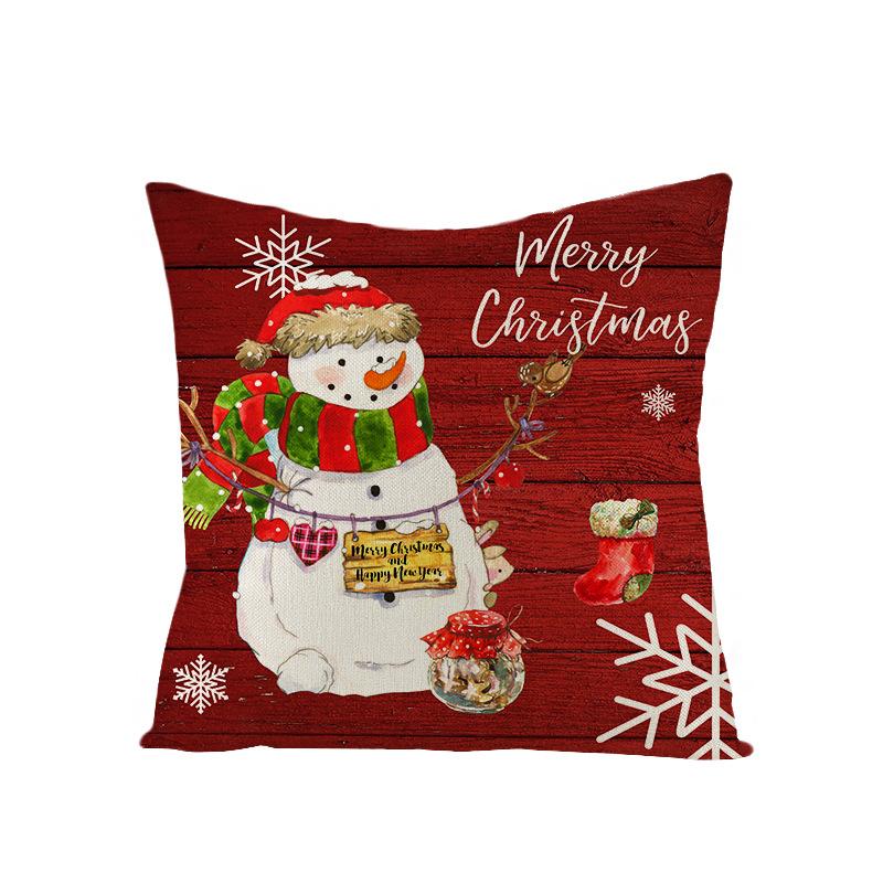 Watercolor Red Christmas Pillow Cover Polyester Printed Holiday Pillow Cartoon Pillow Cover