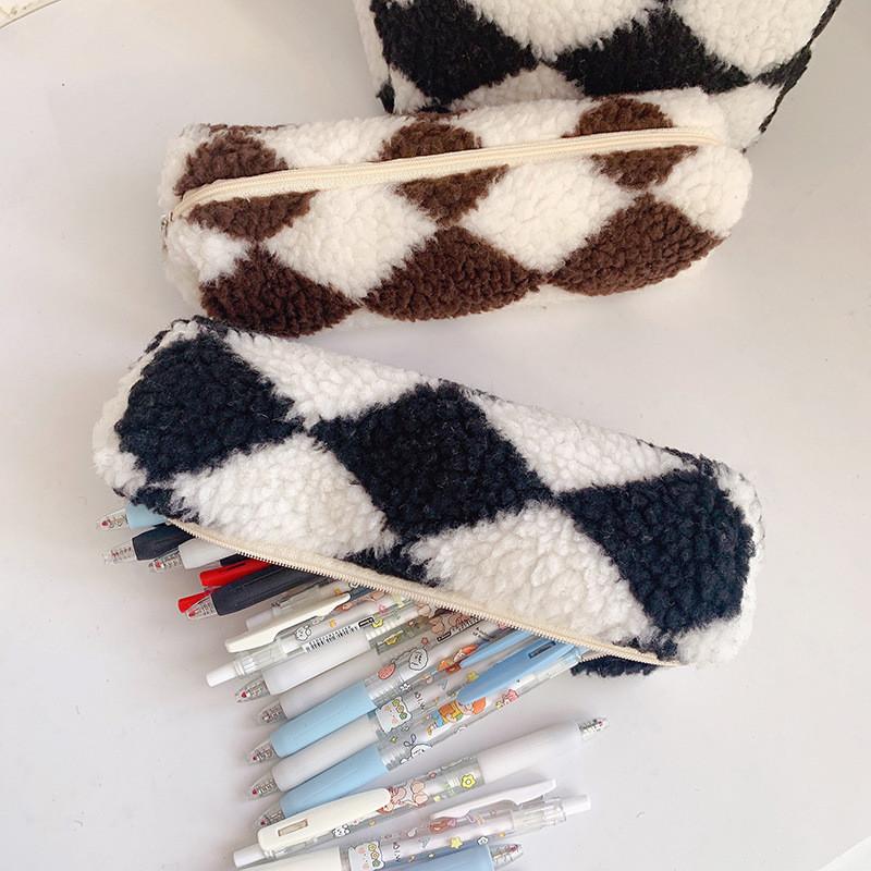 Plush Makeup And Pen Bag With Spacious Design For School And Travel Use