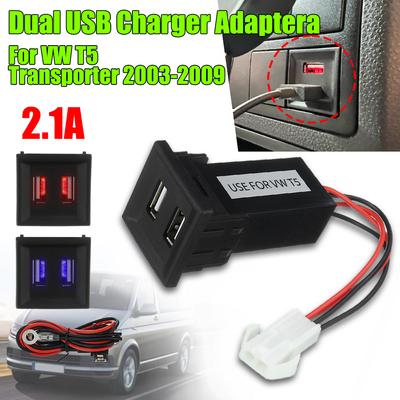 Adaptateur de Prise Chargeur USB Double pour Voiture Auto 2.1A Chargeurs USB Doubles ABS Pour Voor Volkswagen T5 Transporter 2003-2008 2009