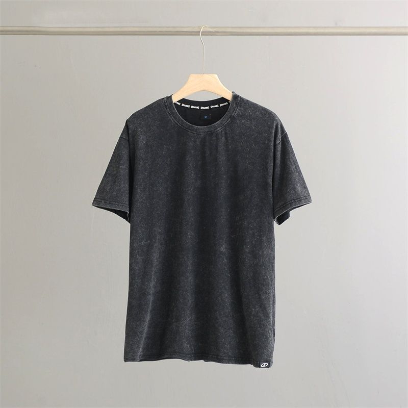 

Удобная мягкая майка с принтом букв, свободного кроя, с коротким рукавом, вываренная с камнями Black S