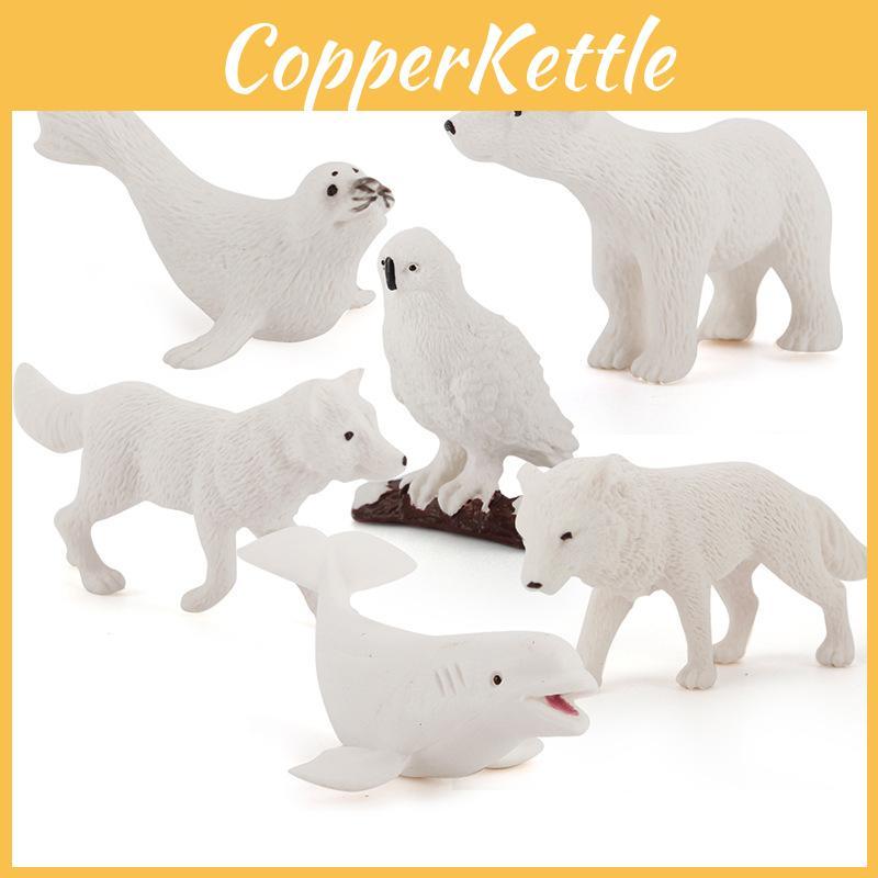 Bear Arctic Simulated White Fox Seal Whale Polar Animals Model Ornament Set