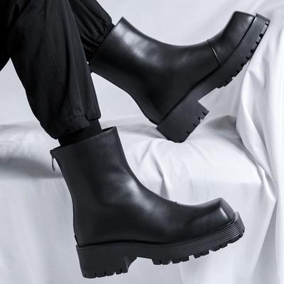Nuove Scarpe da Uomo in Vera Pelle Slip On Stivali Caldi Invernali di Alta Qualità Stivaletti Alti Moda da Moto da Uomo