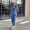 Women's Ripped Denim Jumpsuit - New Autumn/Winter European & American Fashion Trends