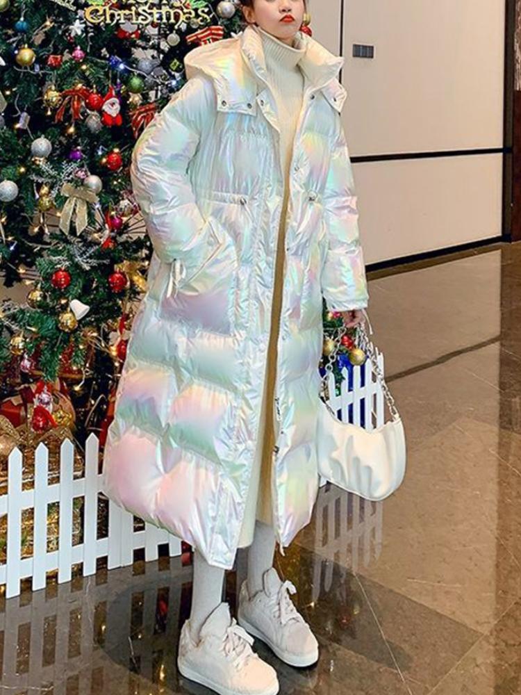 

Зимова водонепроникна довга парка з бавовняною підкладкою Жіноча товста тепла зимова куртка з капюшоном Модний верхній одяг великого розміру XL білий