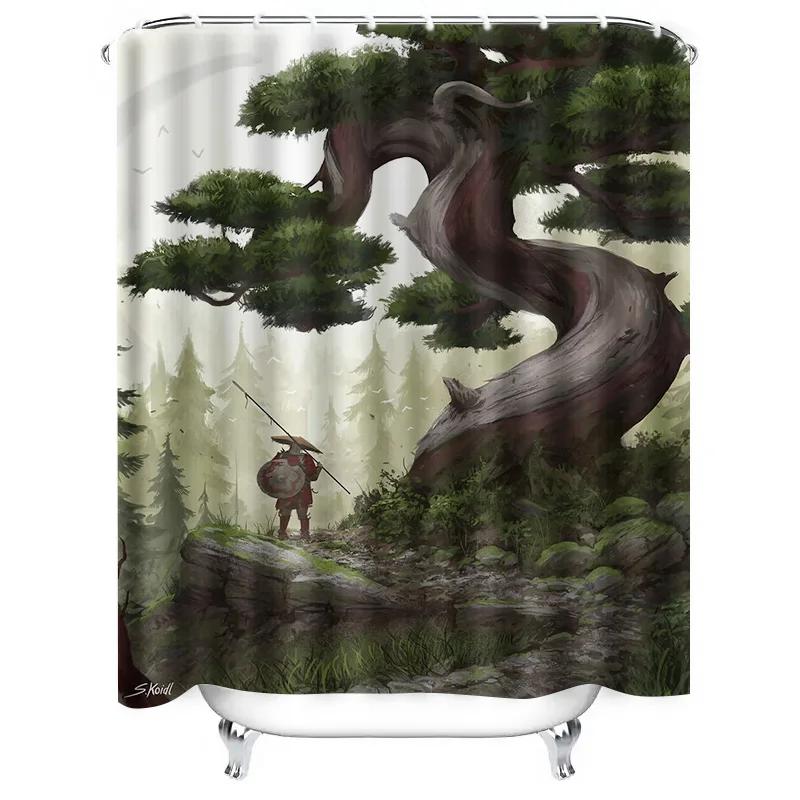 Nature Retreat Forest Adventure Shower Curtain Unique Artistic Design for Bathroom Decor