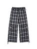 Tuomio Frill Layered Check Pants [Blue]