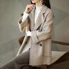 Women Winter Overcoat Woolen Coat Double Breasted Mid Length Formal Business Jacket Turn Down Collar OL Commuting Solid Color Thick Outerwear