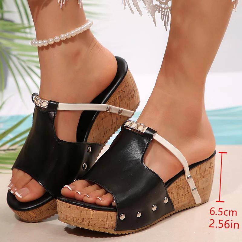Fashion Retro Wedge Heel Sandals for Women Summer 2025 Comfort Thick Bottom Beach Slippers Women Punk Chunky Platform Sandalias Mujer