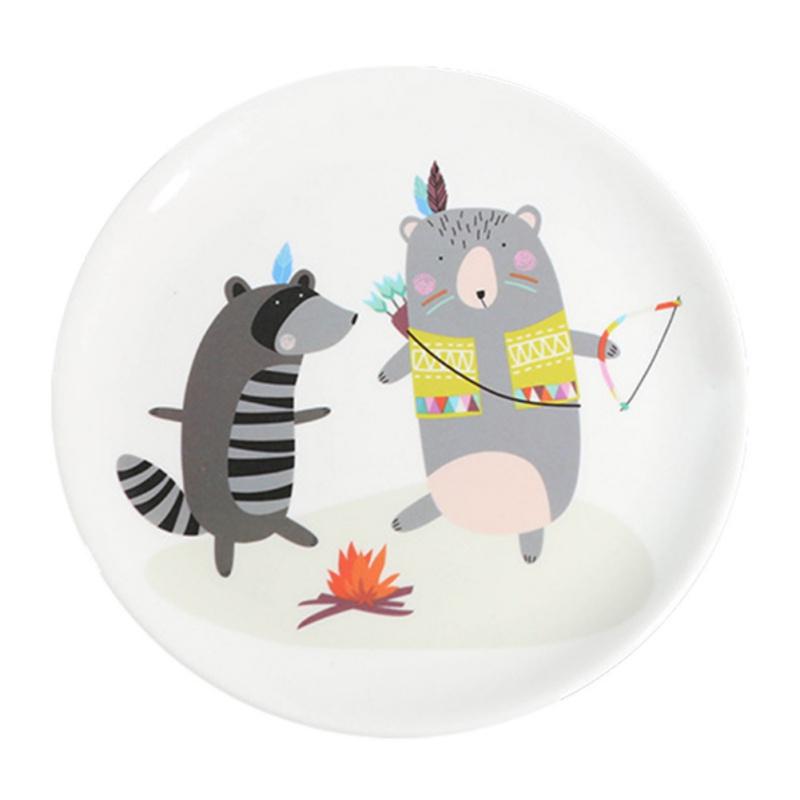 Niedliche Tierdruck-Essteller Japanischer Stil Handbemaltes Plastikgeschirr Kindergeschirr Saucenschälchen Dessert-Serviertablett