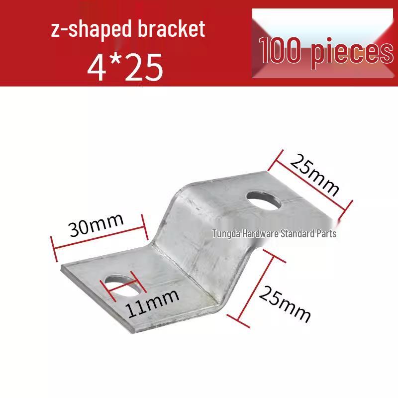 Galvanized 90° Flat Iron Elbow with Horizontal Bend, 4*40H & 4*25Z Grounding Bracket Steel Fixing Clip