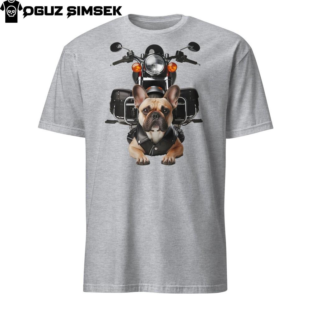 

Футболка с графикой мотоцикла и французского бульдога, унисекс, с коротким рукавом, для любителей собак M