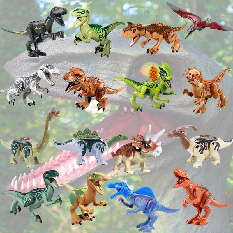 Moc Dinosaur Building Block Set Tyrannosaurus Rex Stegosaurus Pterodactyl Triceratops Velociraptor Diy Toy Bag