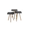Triple Nesting Coffee Table Wooden Legs Square Design Pine Pattern