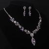 Rhombus Necklace Earrings Three-piece Set Fringed Luxury Rhinestone Jewelry  Wedding