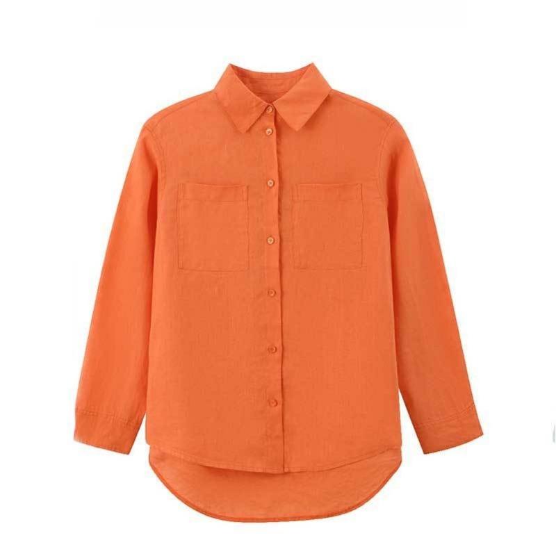 

Рубашка женская с длинными рукавами, свободная, с двойным карманом для мяса на весну и лето L