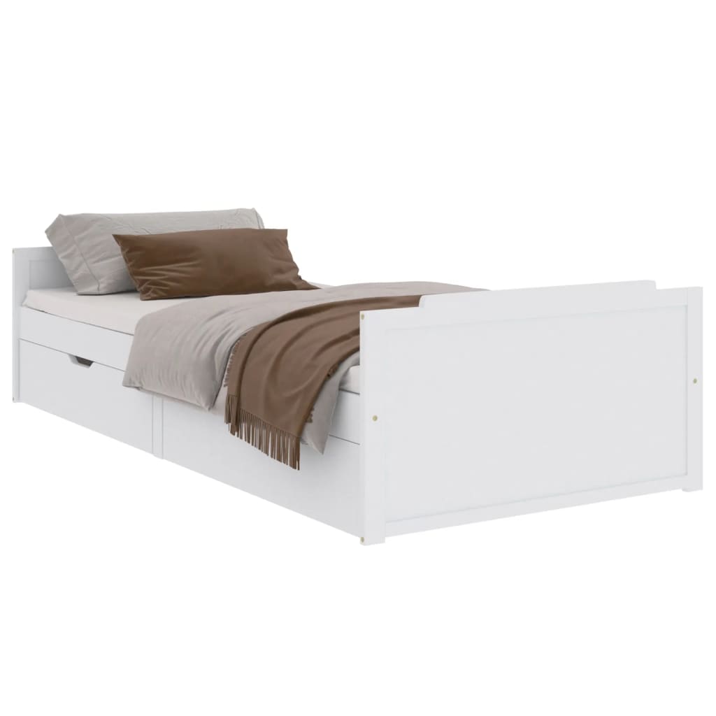Vidaxl Struttura Letto con Cassetti, Bianca, Legno di Pino, 90 X 200 Cm