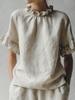 Women Summer New Solid Color Casual Loose Ruffle Short Sleeve Blouse
