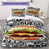 Mixed-Color Comic Burger Pattern Bedding,Quilt Set Quilt Cover Pillowcase Home Birthday Gift (1*duvet cover+2*pillowcase,without core)ZSJT0917363