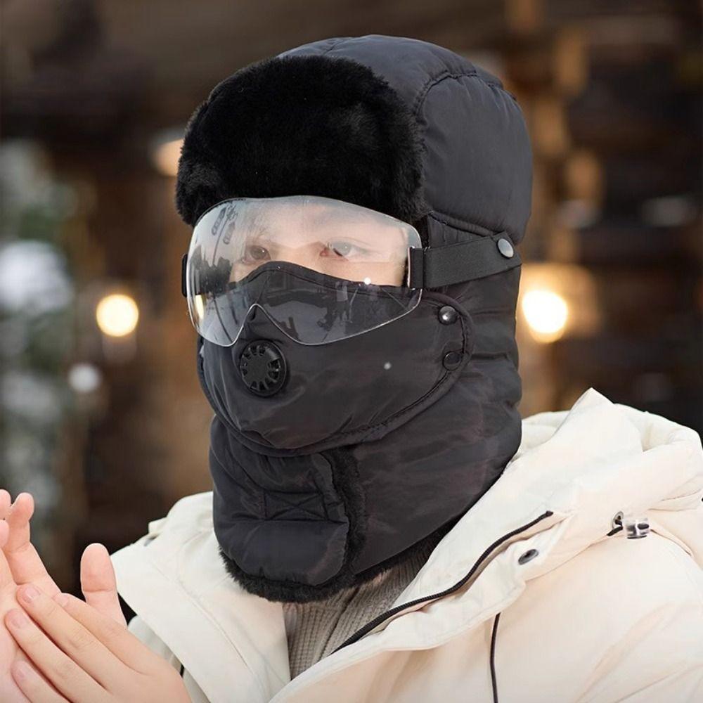 Ear Protection Winter Bomber Hats Thickened Warm Windproof Warm Snow Cap Black Grey Thicken Balaclava Outdoors Accessories