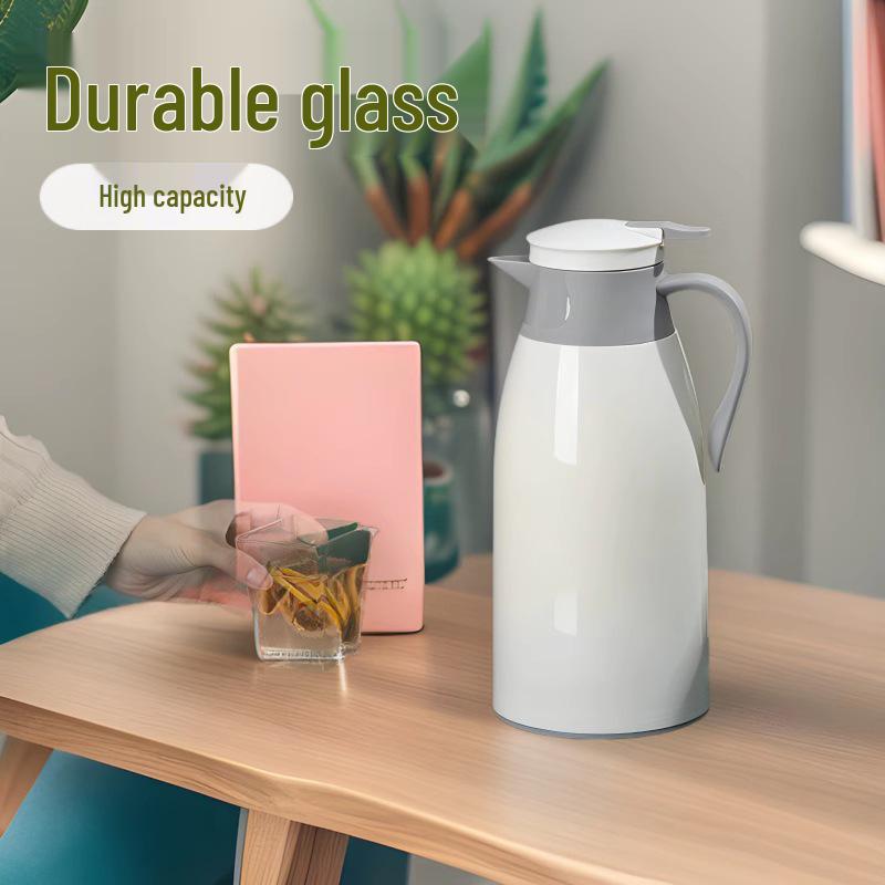 1900ml Elfenbeinweiß doppelwandige isolierte Kaffeekanne mit dickwandigem Glasinnenteil