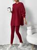 Autumn/Winter 2025 Ribbed Hooded Long Sleeve Casual Women's Set