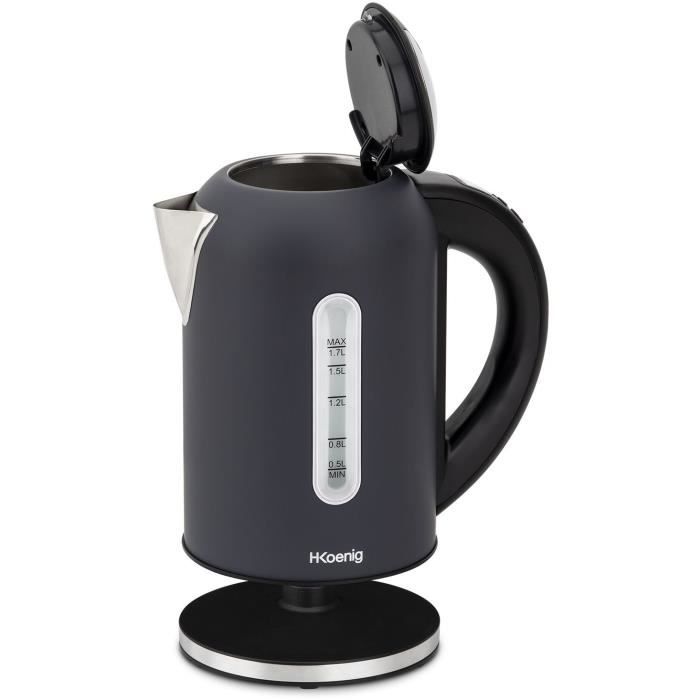 Bouilloire H.KOENIG BOE52 - Capacité 1,7 L - Température réglable 40 à 110°C - Ecran LCD - Gris mat