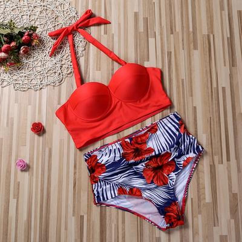 Fashion Swimsuit Ladies Sexy Sunflower Print Bikini Split Swimsuit  S-5XL