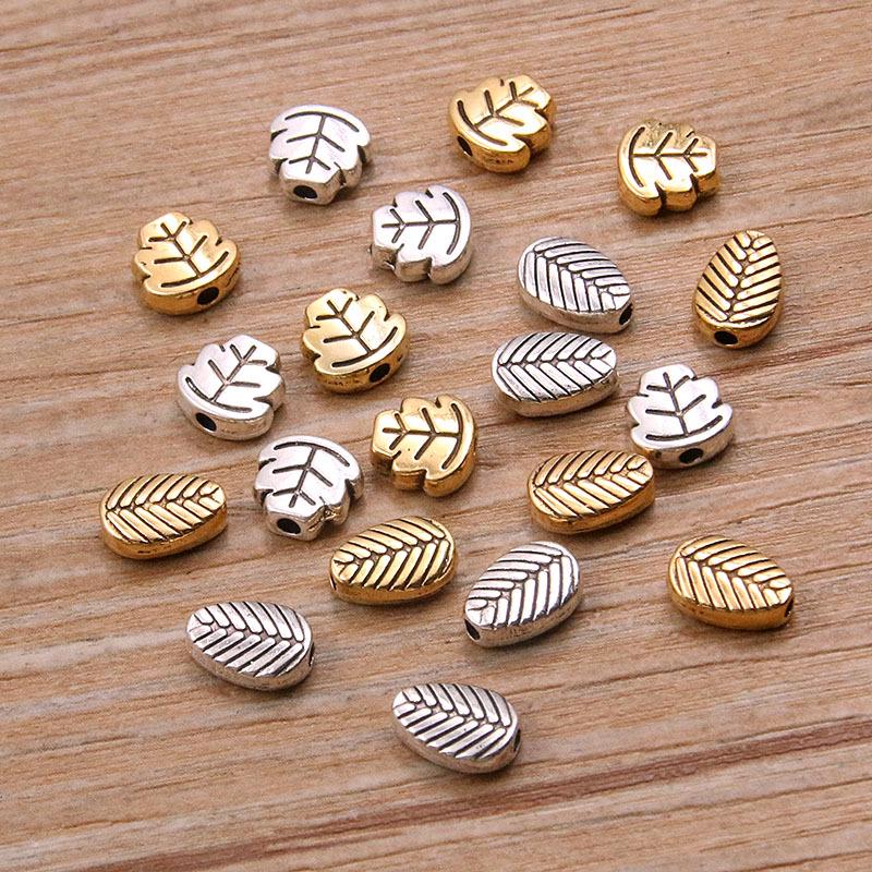 Double-Sided Leaf Plant Beads: 2 Colors & Styles for DIY Necklaces & Bracelets