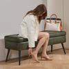 Leather Storage Ottoman Bench, PU Leather Bench with Storage and Metal Legs, Modern Shoe Benches Seat for Entryway, Upholstered End of Bed Benches for